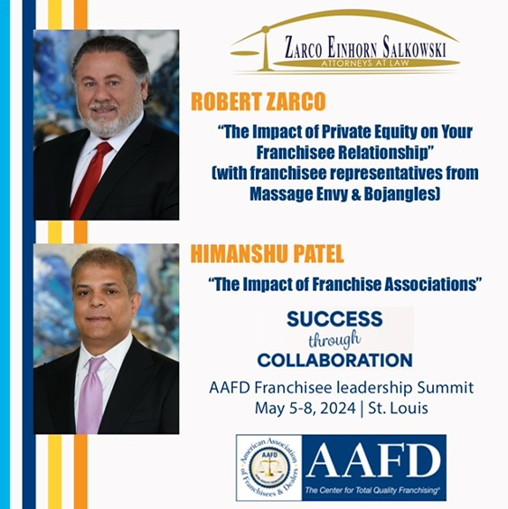 Zarco and Patel Speak at the Annual AAFD Franchisee Leadership Summit and Conference